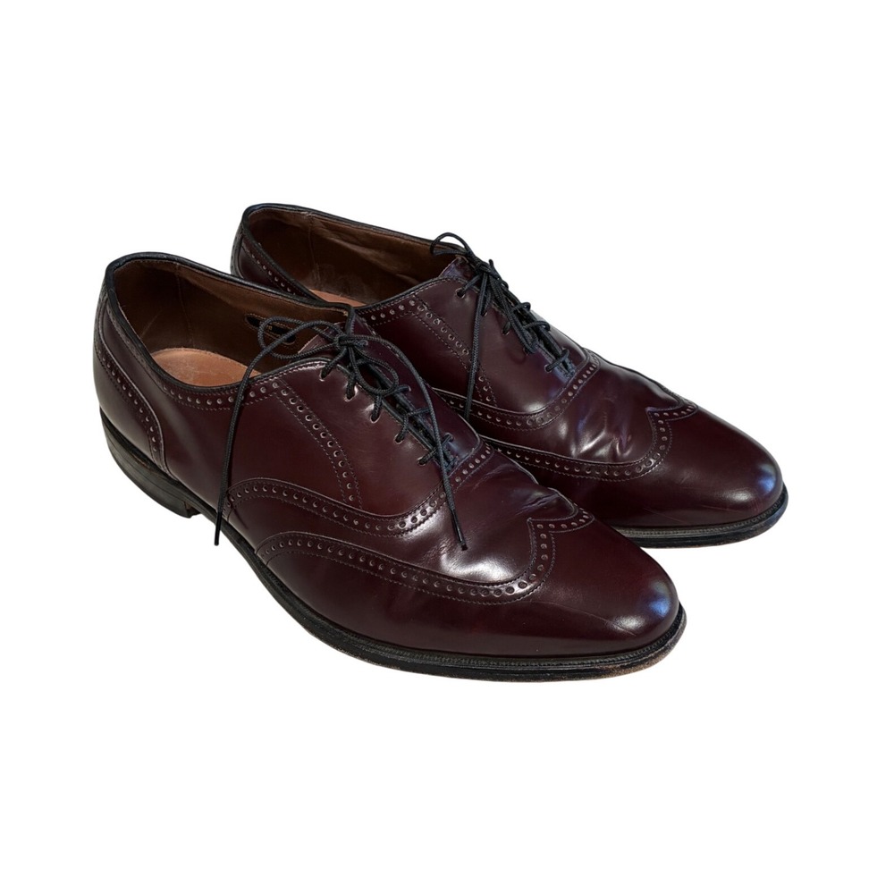 Allen Edmonds Marlow Burgundy Leather Wingtip Oxford Shoes Mens 11 D USA 4187